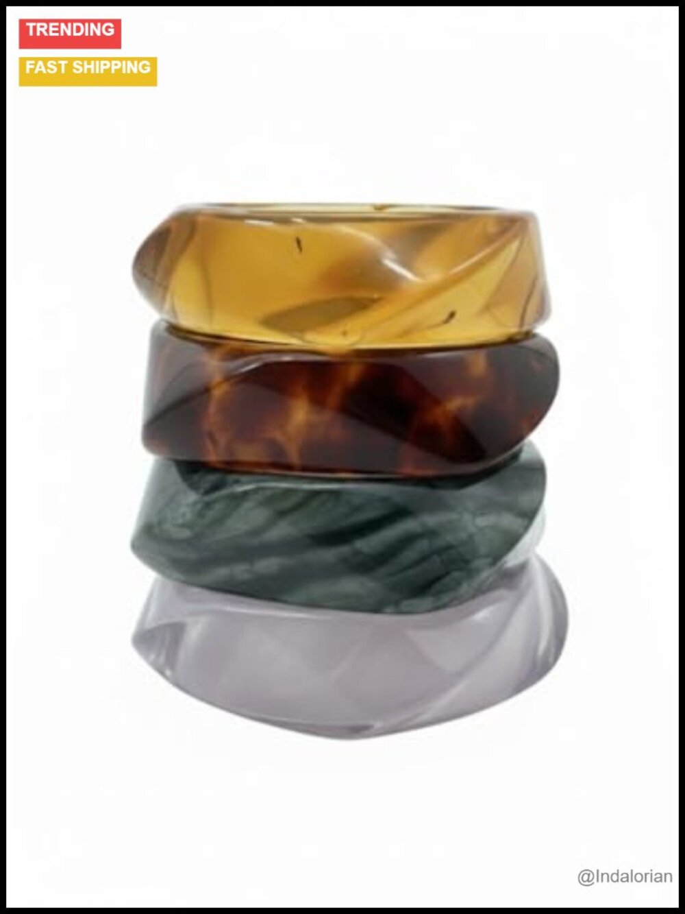 Chunky Acrylic Resin Bangle Set Wide Irregular Bracelets